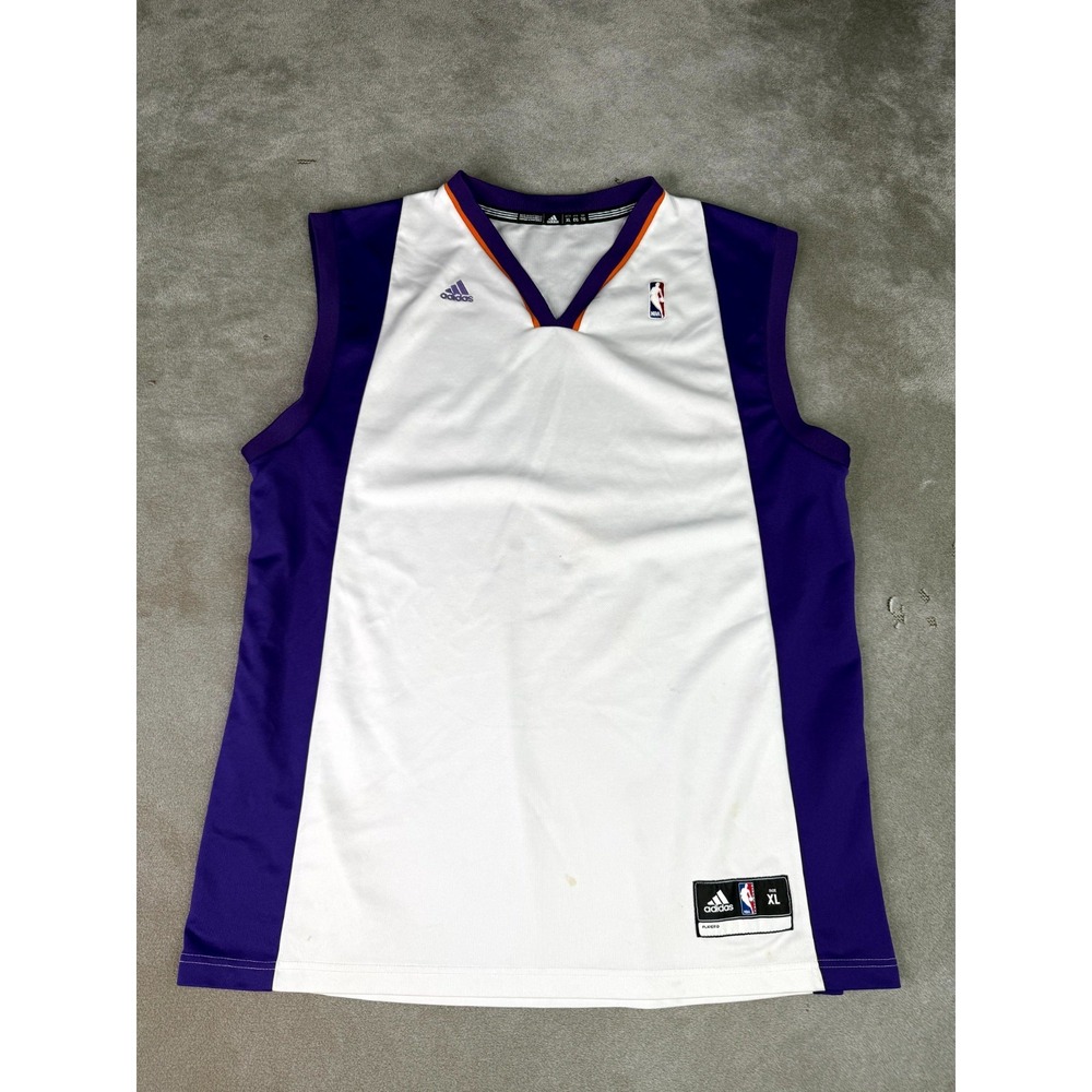 Adidas Practice Jersey Men XL White Purple Logo NBA Basketball Sleeveless V-Neck